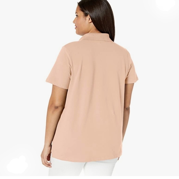 Copy - Calvin Klein Women's Short Sleeve Johnny Collar Polo - Picture 4 of 6